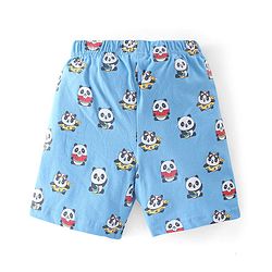 Babyhug Cotton Knit Half Sleeves Night Suit Panda Print - Blue