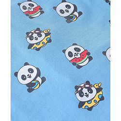 Babyhug Cotton Knit Half Sleeves Night Suit Panda Print - Blue