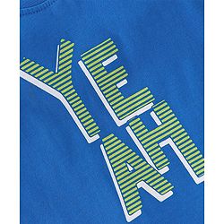 Babyhug Cotton Jersey Half Sleeves Striped T-Shirts with Text Print - Blue & White