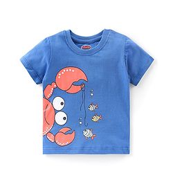 Babyhug Cotton Half Sleeves T-Shirts Pack of 7 with Crab & Boat Print - Yellow & Blue