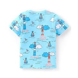Babyhug Cotton Half Sleeves T-Shirts Pack of 7 with Crab & Boat Print - Yellow & Blue