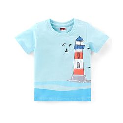Babyhug Cotton Half Sleeves T-Shirts Pack of 7 with Crab & Boat Print - Yellow & Blue