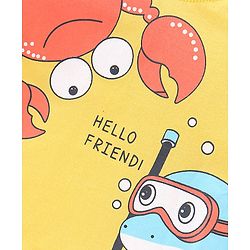 Babyhug Cotton Half Sleeves T-Shirts Pack of 7 with Crab & Boat Print - Yellow & Blue