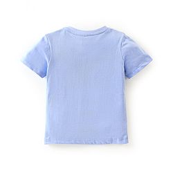 Babyhug Cotton Jersey Knit Half Sleeves T-Shirt with Racer Print - Blue