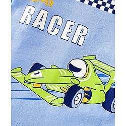 Babyhug Cotton Jersey Knit Half Sleeves T-Shirt with Racer Print - Blue