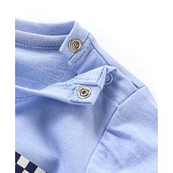 Babyhug Cotton Jersey Knit Half Sleeves T-Shirt with Racer Print - Blue