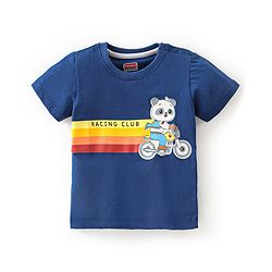 Babyhug Cotton Jersey Knit Half Sleeves T-Shirt with Panda Print - Navy Blue