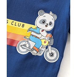 Babyhug Cotton Jersey Knit Half Sleeves T-Shirt with Panda Print - Navy Blue