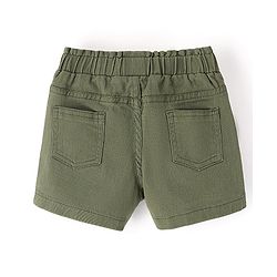 Babyhug Cotton Spandex Mid Thigh Stretchable Shorts with Butterfly Embroidery - Olive Green