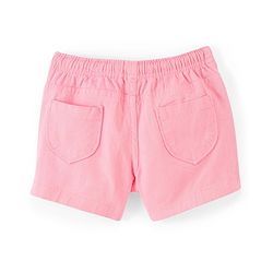 Babyhug Cotton Spandex Shorts With Stretch & Floral Embroidery - Peach