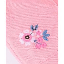 Babyhug Cotton Spandex Shorts With Stretch & Floral Embroidery - Peach