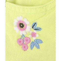 Babyhug Cotton Spandex Mid Thigh Stretchable Shorts with Floral Embroidery & Belt - Lime Green