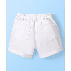 Babyhug Cotton Spandex Mid Thigh Stretchable Shorts with Watermelon Embroidery - White
