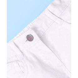 Babyhug Cotton Spandex Mid Thigh Stretchable Shorts with Watermelon Embroidery - White