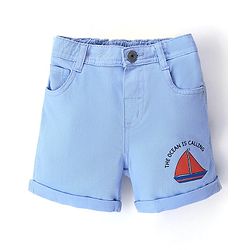 Babyhug Twill Woven Mid Thigh Shorts Boat Print - Blue
