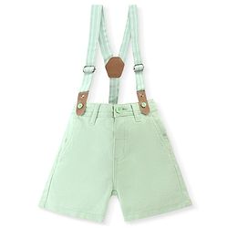 Babyhug Cotton Mid Thigh Shorts with Suspender - Blue