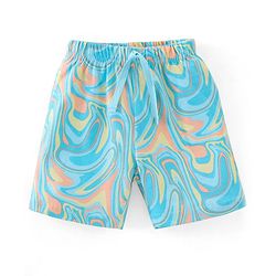 Babyhug Cotton Jersey Knit Mid Thigh Length Shorts Stripes & Marble Print Pack of 3 - Orange & Blue