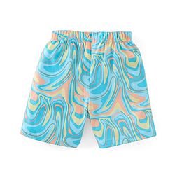 Babyhug Cotton Jersey Knit Mid Thigh Length Shorts Stripes & Marble Print Pack of 3 - Orange & Blue