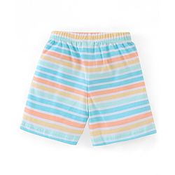 Babyhug Cotton Jersey Knit Mid Thigh Length Shorts Stripes & Marble Print Pack of 3 - Orange & Blue