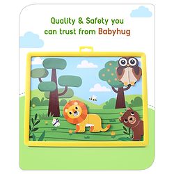 Babyhug 60 Pcs Magnetic Animal Puzzle Set with 2 in 1 Board| Playset With Write & Wipe Feature with Sketch Pen and Duster| Learning and Educational Toy for 4-6 Years Kids| Gifting Toy| BIS Certified