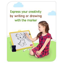 Babyhug 60 Pcs Magnetic Animal Puzzle Set with 2 in 1 Board| Playset With Write & Wipe Feature with Sketch Pen and Duster| Learning and Educational Toy for 4-6 Years Kids| Gifting Toy| BIS Certified