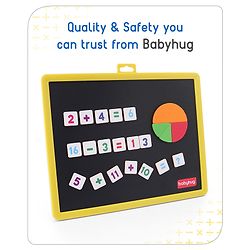 Babyhug 2 in 1 Number Learning Magnetic Board with 80 Numbers and 64 Operators - 144 Pcs| Playset Write & Wipe Feature with Sketch Pen and Duster| Montessori Learning and Educational Toy for 4-6 Years Kids| Gifting Toy| BIS Certified
