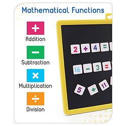 Babyhug 2 in 1 Number Learning Magnetic Board with 80 Numbers and 64 Operators - 144 Pcs| Playset Write & Wipe Feature with Sketch Pen and Duster| Montessori Learning and Educational Toy for 4-6 Years Kids| Gifting Toy| BIS Certified