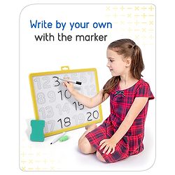 Babyhug 2 in 1 Number Learning Magnetic Board with 80 Numbers and 64 Operators - 144 Pcs| Playset Write & Wipe Feature with Sketch Pen and Duster| Montessori Learning and Educational Toy for 4-6 Years Kids| Gifting Toy| BIS Certified
