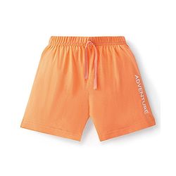 Babyhug Cotton Jersey Knitted Mid Thigh Length Shorts Fish and Text Print Pack of 2 - Orange & Blue