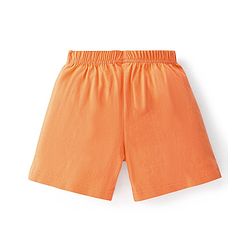 Babyhug Cotton Jersey Knitted Mid Thigh Length Shorts Fish and Text Print Pack of 2 - Orange & Blue