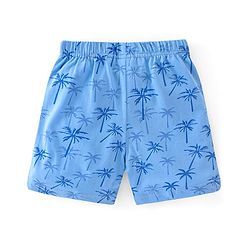Babyhug Cotton Jersey Knit Mid Thigh Length Shorts Palm Tree Print - Blue