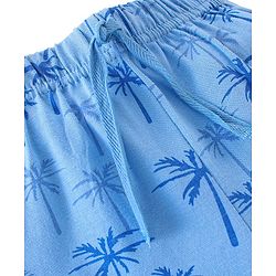 Babyhug Cotton Jersey Knit Mid Thigh Length Shorts Palm Tree Print - Blue