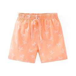 Babyhug Cotton Jersey Knit Mid Thigh Length Shorts Bird Print - Orange