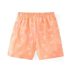 Babyhug Cotton Jersey Knit Mid Thigh Length Shorts Bird Print - Orange