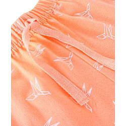Babyhug Cotton Jersey Knit Mid Thigh Length Shorts Bird Print - Orange