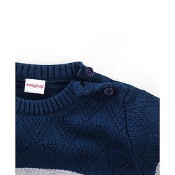 Babyhug Knit Full Sleeves Striped Design Sweater - Multicolor