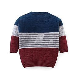 Babyhug Knit Full Sleeves Striped Design Sweater - Multicolor
