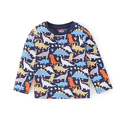 Babyhug Cotton Full Sleeves Night Suit Dino Print- Navy Blue
