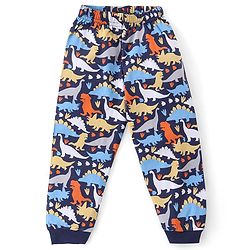 Babyhug Cotton Full Sleeves Night Suit Dino Print- Navy Blue