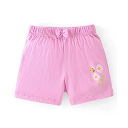 Babyhug Cotton Jersey Knit Mid Thigh Length Shorts Floral & Dot Print Pack of 3 - Pink Purple & Yellow