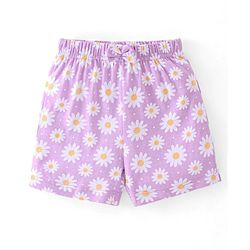 Babyhug Cotton Jersey Knit Mid Thigh Length Shorts Floral & Dot Print Pack of 3 - Pink Purple & Yellow