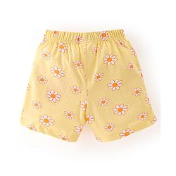 Babyhug Cotton Jersey Knit Floral and Polka Dots Printed Shorts with Bow Applique Pack of 2 - Yellow & Orange