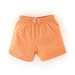 Babyhug Cotton Jersey Knit Floral and Polka Dots Printed Shorts with Bow Applique Pack of 2 - Yellow & Orange