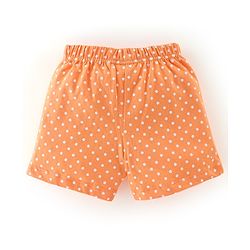 Babyhug Cotton Jersey Knit Floral and Polka Dots Printed Shorts with Bow Applique Pack of 2 - Yellow & Orange