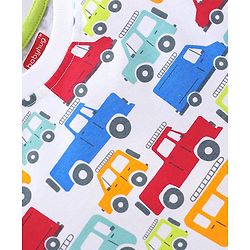 Babyhug Cotton Knit Full Sleeves Night Suit Cars & Buses Print - White