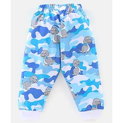 Babyhug Cotton Knit Full Sleeves Night Suit Dino Print - Blue & White