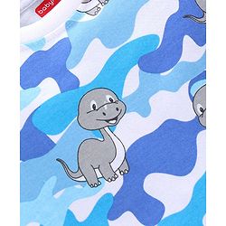 Babyhug Cotton Knit Full Sleeves Night Suit Dino Print - Blue & White