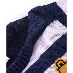 Babyhug Knit Full Sleeves Striped Sweater - Yellow & Navy Blue