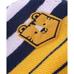 Babyhug Knit Full Sleeves Striped Sweater - Yellow & Navy Blue