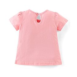 Babyhug Cotton Half Sleeves Night Suit Bunny & Floral Print- Peach & White